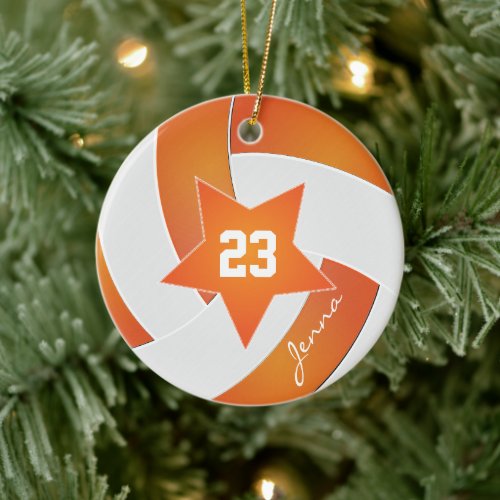 White and Orange All Star Volleyball Ceramic Ornament