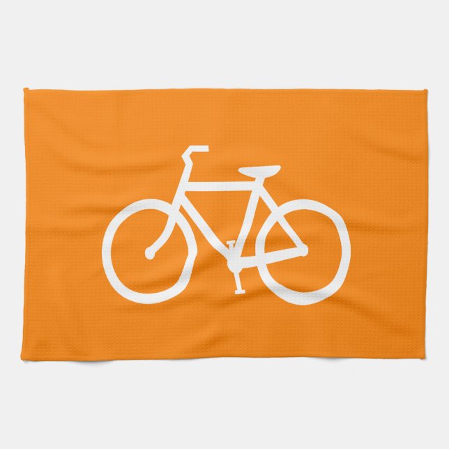 White and Orange Bike Kitchen Towel (Horizontal)