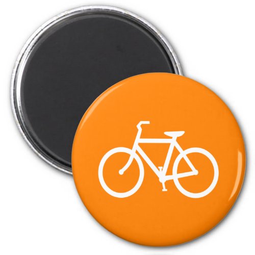 White and Orange Bike Magnet