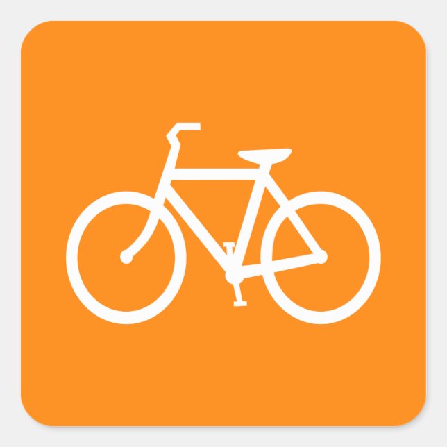 White and Orange Bike Square Sticker (Front)