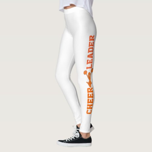 White and Orange Cheerleader Leggings