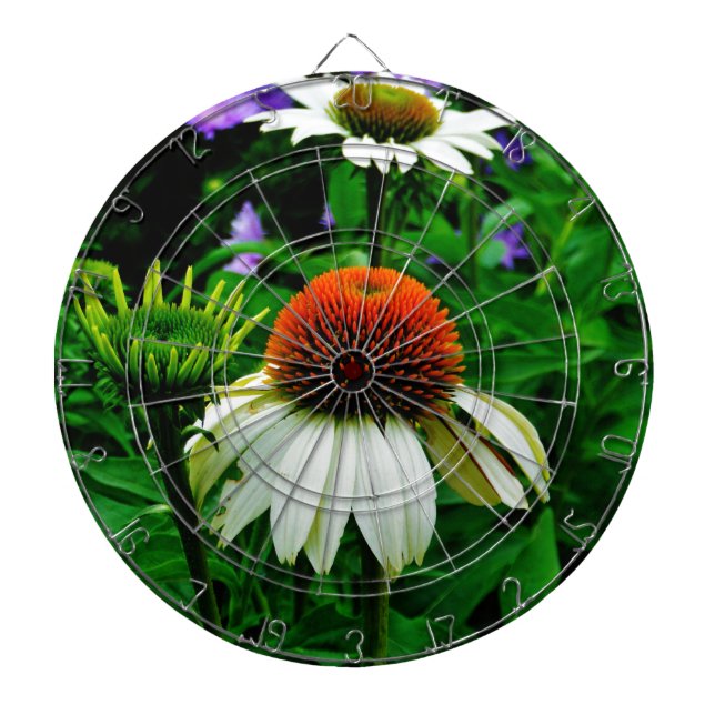 White and Orange ConeFlowers Dart Board (Front)