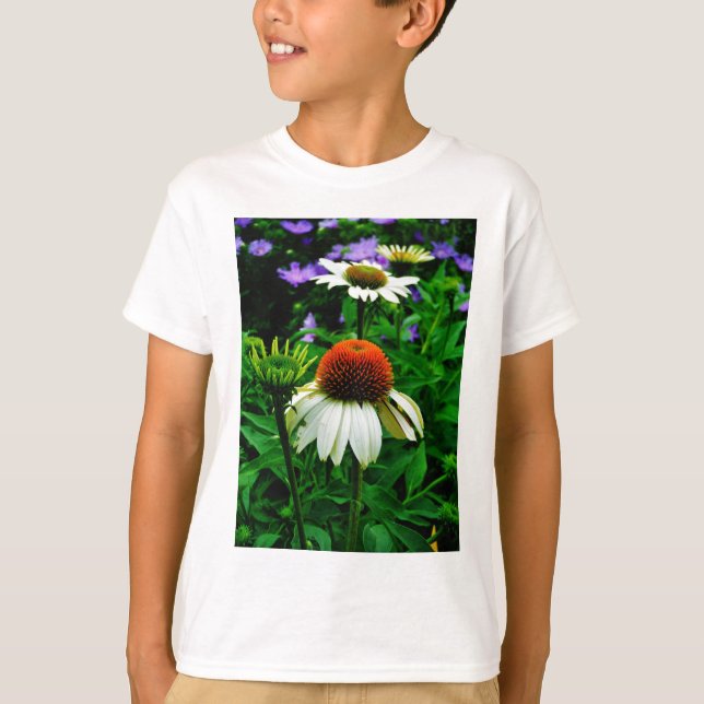 White and Orange ConeFlowers T-Shirt (Front)