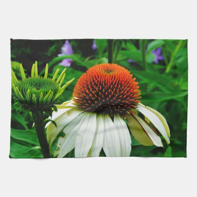 White and Orange ConeFlowers Towel (Horizontal)