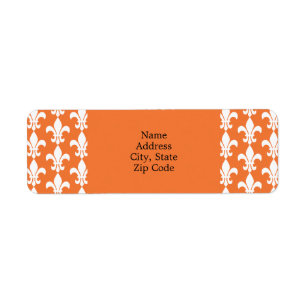 White and Orange Fleur de Lis Pattern Label