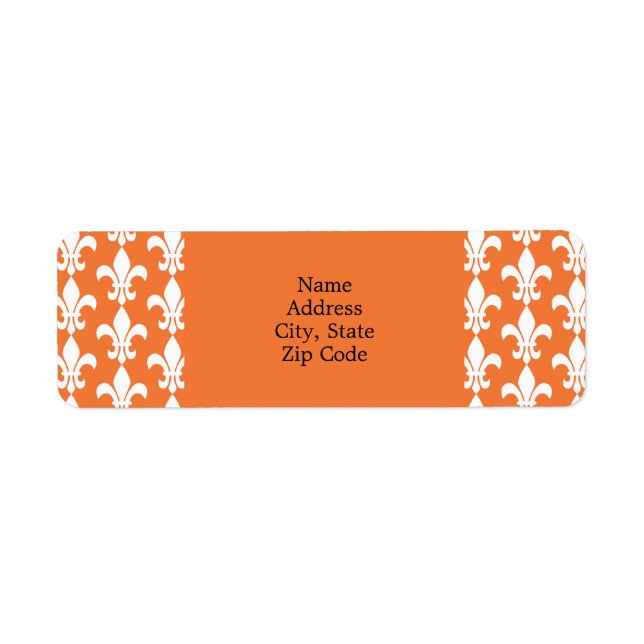White and Orange Fleur de Lis Pattern Label (Front)