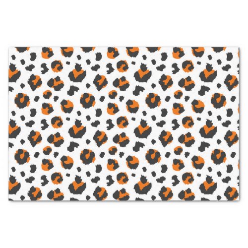 White and Orange Leopard Print Tissue Paper