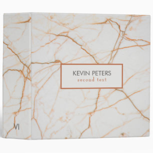 White And Orange Marble 3 Ring Binder