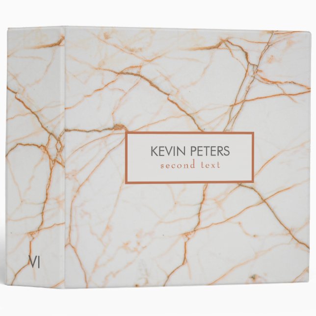 White And Orange Marble 3 Ring Binder (Front/Spine)
