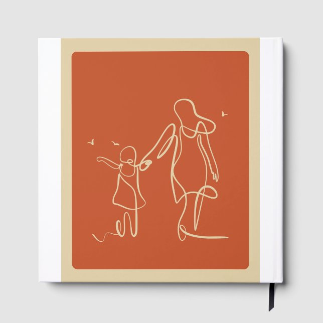 White and orange minimalistic card guest book (Back)