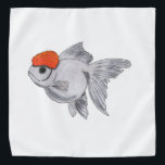 White and Orange Oranda Goldfish Aquarium Pet Fish Bandana<br><div class="desc">A pudgy round white Red capped Oranda Goldfish,  with it's Orange/red Wen on it's head. Cute Fish tank Fish. This fish is drawn with art markers and colored pencil.</div>