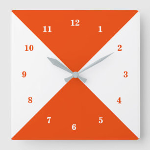White and Orange Wall Clock - Choose Colors