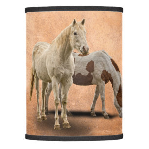 WHITE AND PAINT HORSE LAMP SHADE