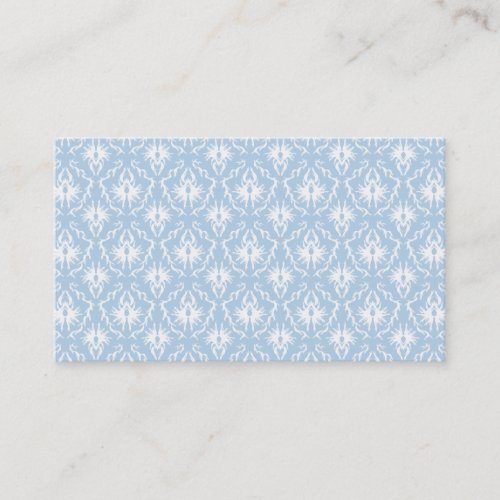 White and Pale Blue Damask Design. Business Card Template