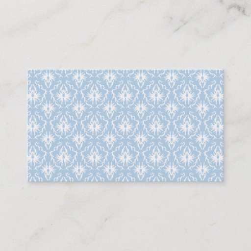 Customizable White and Pale Blue Damask Design. Business Card Template