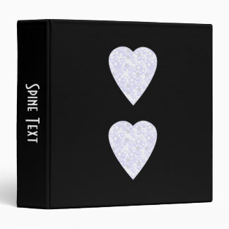 White and Pale Blue Heart. Patterned Heart Design. 3 Ring Binder