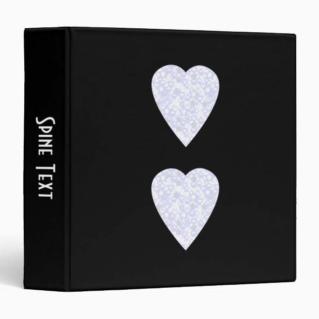 White and Pale Blue Heart. Patterned Heart Design. 3 Ring Binder (Front/Spine)