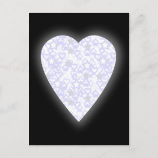 White and Pale Blue Heart. Patterned Heart Design. Postcard