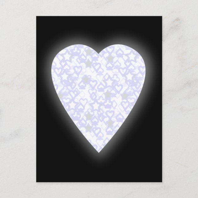 White and Pale Blue Heart. Patterned Heart Design. Postcard (Front)