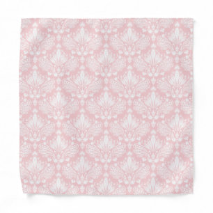 White and Pale pink vintage floral damasks pattern Bandana