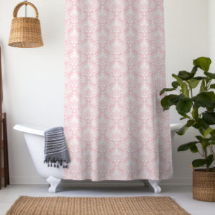 White and Pale pink vintage floral damasks pattern Shower Curtain