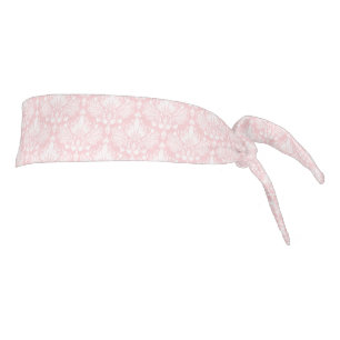 White and Pale pink vintage floral damasks pattern Tie Headband