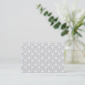 White and Pastel Gray Damask Design. Business Card (Standing Front)