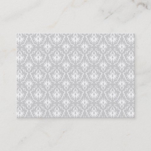 Customizable White and Pastel Gray Damask Design. Business Card