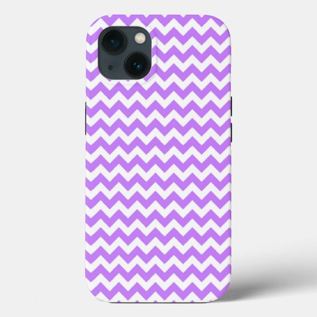 White and Pastel Purple Zig Zag Chevron Case-Mate iPhone Case (Back)