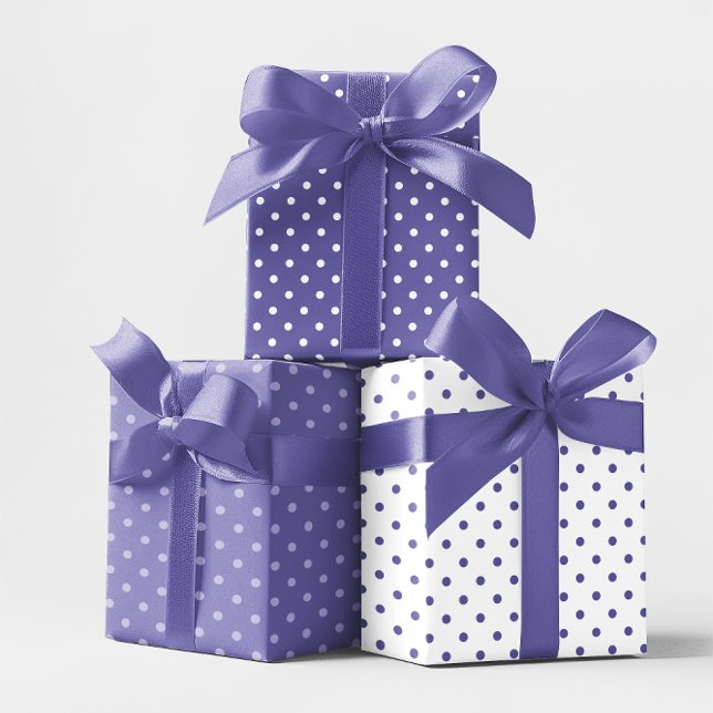 White and Periwinkle Polka Dot Mix Wrapping Paper Sheets (White and Periwinkle Polka Dot Mix Wrapping Paper Sheets)