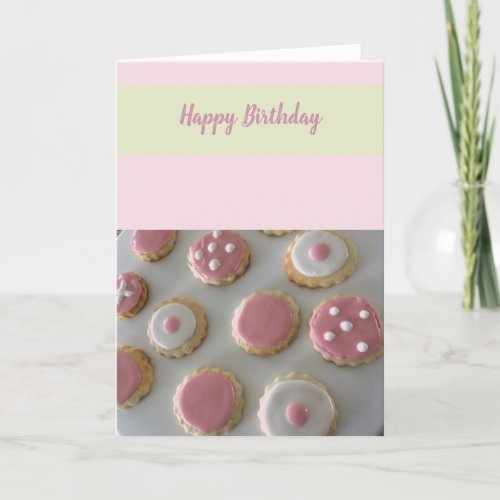 White and Pink Birthday Cookies Card