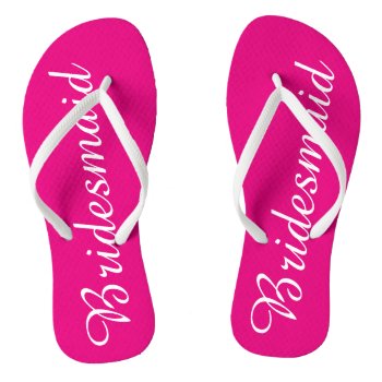 White And Pink Bridesmaid Flip Flops by theburlapfrog at Zazzle
