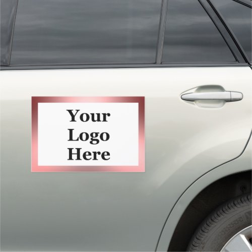 White and Pink Brushed Metal Look Your Logo Here Car Magnet