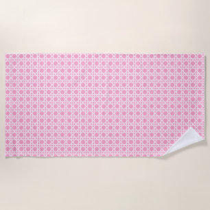 White and Pink Cane Webbing Beach Towel