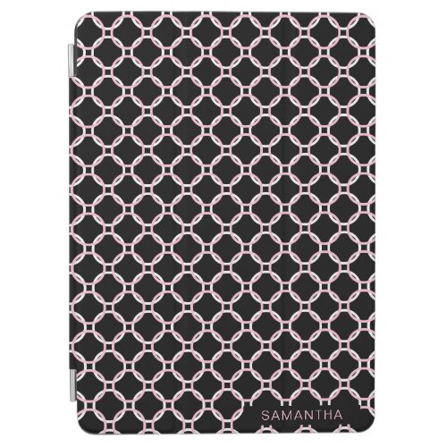 White and Pink Circle Pattern in Black Background iPad Air Cover