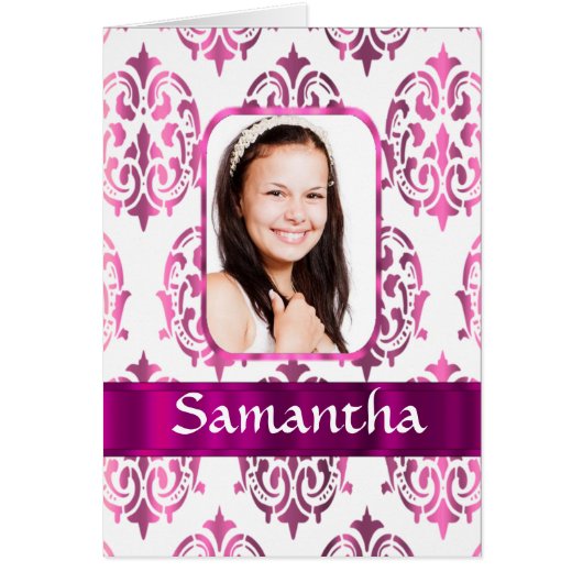 White and pink damask cards (Front)