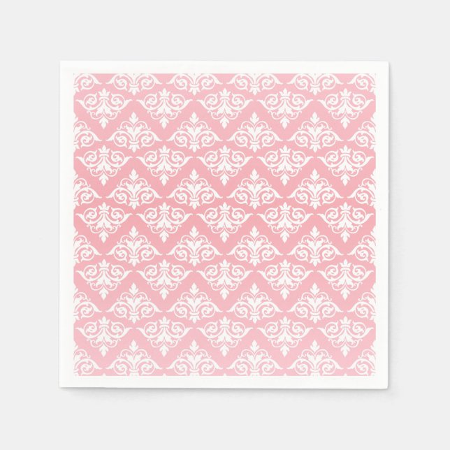 White and Pink Damask Napkins (Front)