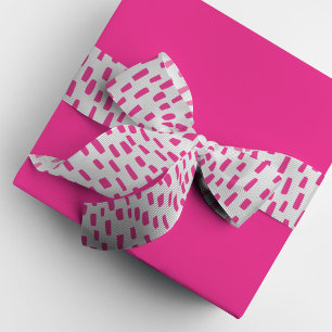 White and Pink Dashing Dots Grosgrain Ribbon