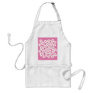 White and Pink Fantasy Flower Power   Adult Apron