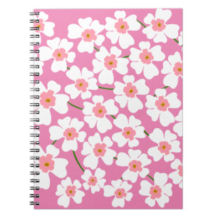 White and Pink Fantasy Flower Power Notebook