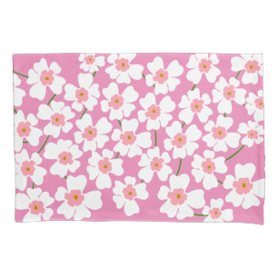 White and Pink Fantasy Flower Power Pillow Case