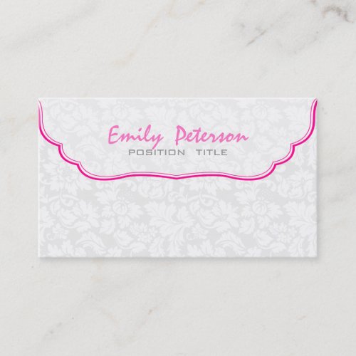 White And Pink Floral Damasks Business Card