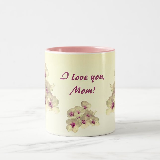 White and Pink Floral Mothers Day Two-Tone Coffee Mug (Center)
