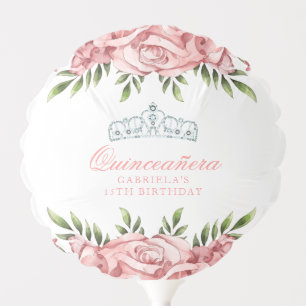 White and Pink Floral Quinceanera Balloon