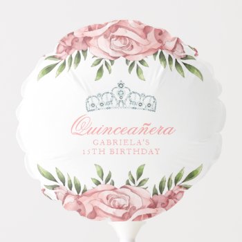 White And Pink Floral Quinceanera Balloon by MetroEvents at Zazzle