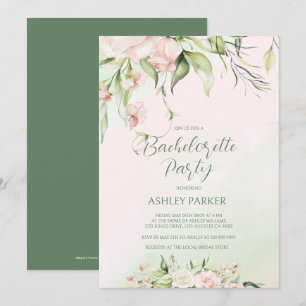 White and pink flowers Bachelorette Party Invite