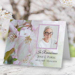 White and Pink Flowers Funeral Memorial Sympathy Letterpress Thank You Card