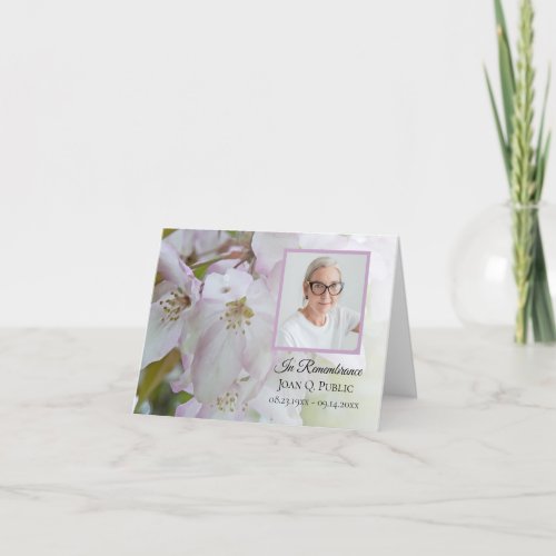 White and Pink Flowers Funeral Memorial Sympathy Thank You Card