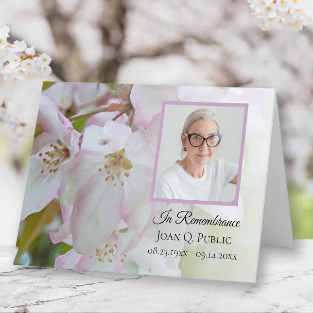 White and Pink Flowers Funeral Memorial Sympathy Thank You Card | Zazzle