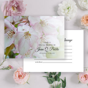 White and Pink Flowers Share a Memory Funeral Note Card
